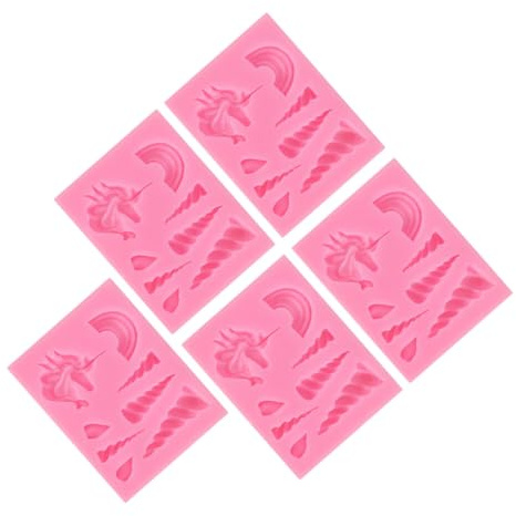 CLISPEED 5pcs Silicone Unicorn Fondant Cake Mold Multi-Functional Chocolate Baking Moulds Easy-Clean for Creative Cake Decorating and Candy Making
