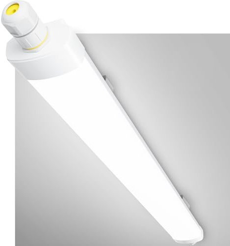 GeyouLux 1er LED Feuchtraumleuchte 60cm IP65 20W 2520lm 5000K, verknüpfbar | Kaltweiß, 96 LEDs, flimmerfrei, mit Schutzleiter, weiße, Wannenleuchte für Garage Werkstatt Keller und Büro
