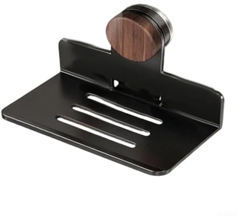 Platzsparendes Nussbaum-Saugnapfregal mit starkem Vakuum-Saugnapf und offenem Boden, für die Organisation von Badezimmer- und Küchenartikeln ohne Schäden an Wänden (17 cm)