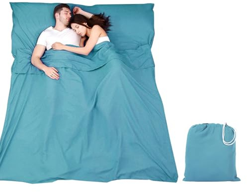 Yzalen Hüttenschlafsack, 160 x 210cm Leichter Reise Schlafsack mit Kissentasche, Dünner Hüttenschlafsack Sommer zum Reisen, Hotel, Backpackers Journey