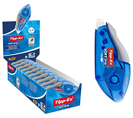 Tipp-Ex Korrekturroller Soft Grip, Korrekturmaus, 10m x 4.2mm, 10er Pack, Ideal für das Büro, das Home Office oder die Schule