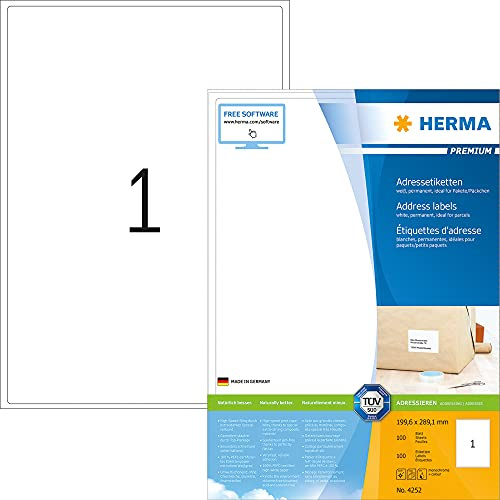 HERMA Adressetiketten A4 weiß 199,6x289,1 mm Papier 100 St.