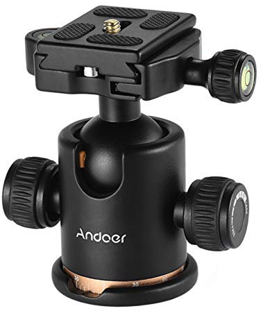 Andoer Camera Tripod Ball Head Ballhead with 1/4 Quick Release Plate, Max. Load 17.64Lbs/8KG