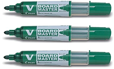 Pilot V-Board Master Whiteboard-Marker, Rundspitze, nachfüllbar, Grün, 3 Stück