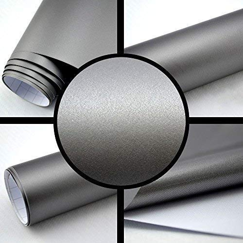 TipTopCarbon 6,57€/m² Autofolie Matt Silber-Grau 4m x 1,52m Auto Folie BLASENFREI mit Luftkanälen 3D Flex