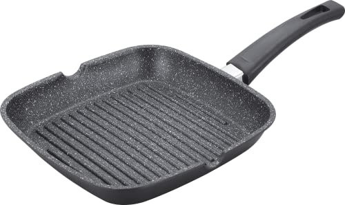 Royalty Line - RL-AG24M - Bistecchiera, Padelle Grill, con Rivestimento Antiaderente, Induzione, 24 x 24 cm, Nero