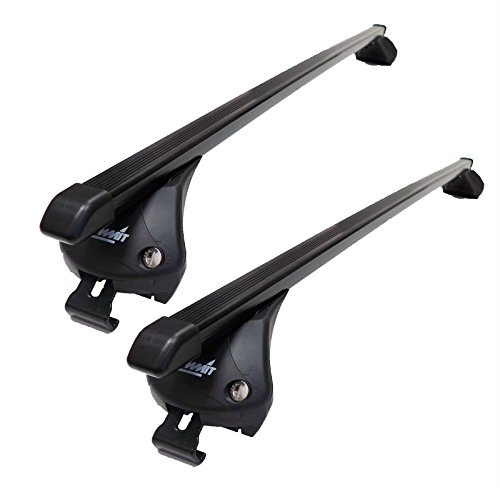 Summit SUP-865 Premium Integrated Railing Bar for Cars with Running Rails, Black Steel, Set of 2