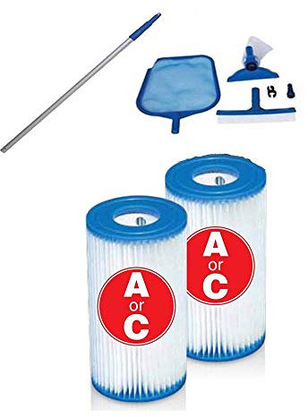 Intex Set per la pulizia della piscina con skimmer e asta + cartucce filtro tipo A o C