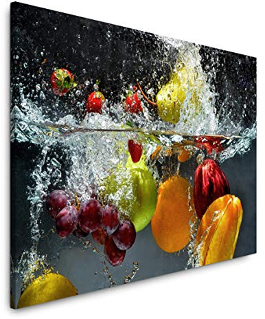 Paul Sinus Art Obst und Gemüse in Wasser 60 x 90 cm Inspirierende Fotokunst in Museums-Qualität für Ihr Zuhause als Wandbild auf Leinwand in