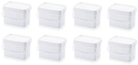 8X Eimer 20l rechteckig * 20 Liter * lebensmittelecht stapelbar Kunststoffeimer 20Liter weiß Farbe Futter Gastro Catering