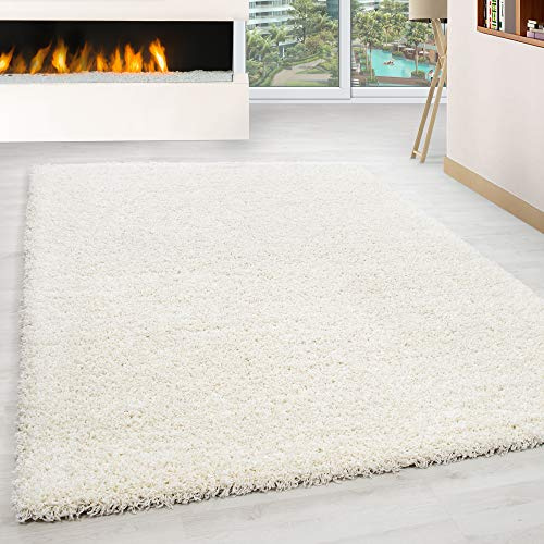 HomebyHome Shaggy Teppich 300x400 cm XXL für Wohnzimmer - Shaggy Teppich Hochflor Creme Extra Weich und Flauschig - Langflor Groß Teppiche für Schlafzimmer, Esszimmer, Küche, Flur - Carpet, Halı