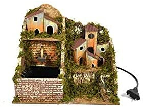 Escenario - Casolar con fuente de Belén 21 cm con luces Belén Decoración Navidad