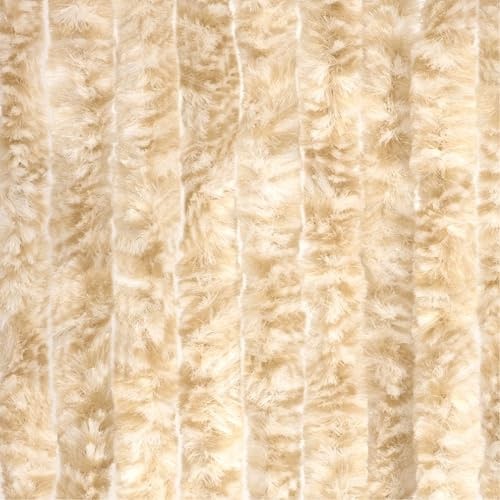 Moritz Flauschvorhang aus Chenille 90 x 220 cm beige weiß Türvorhang als Fliegenschutz Insektenschutz für Camping Wohnwagen