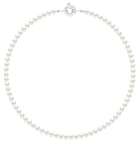 PEARLS & COLORS Collana con Perle di Coltura d'Acqua Dolce Semi-barocche 5-6 mm Qualita AAA+ in Argento 925
