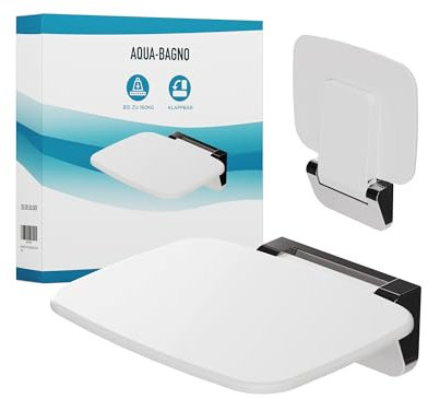 Aqua Bagno | Duschklappsitz zur Wandmontage, bis 160 kg belastbar, Duschsitz für Senioren, Klappsitz für Dusche