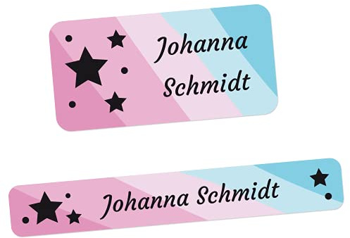 foliado® 120 Stück Namensaufkleber Motiv Sterne im Set Klebeetiketten für Gegenstände & Stifte Sticker Namensetikett Schule Kindergarten wasserfest APD-045 (Sterne)