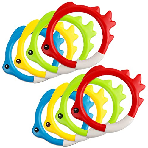 Carykon 8 Pezzi di 4 Colori Immersione Pesce Anello Piscina Giocattolo Immersione Recuperare Immersione Allenamento Pratica Pesce di Mare Anello Lancio Gioco