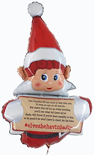 Toyland® Elves Behavin 'Badly Naughty Elf Christmas Shaped Foil Globo - Inflar con aire o helio (GLOBO ELF CON MENSAJE)