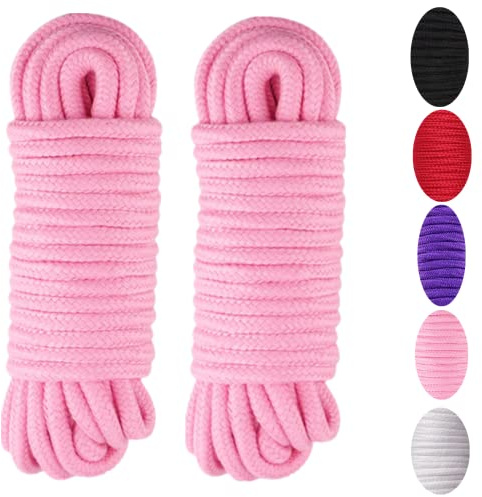 WUWYOUWL 10 Meter 8mm weiche Baumwolle Mehrzweckdauerhaftes Seil (Rosa) | Twisted Knot Binde Seil, dicke Baumwolle Schnur, für Wand Garten Pflanzen Hanger Stricken Home DIY Handwerk Dekoration