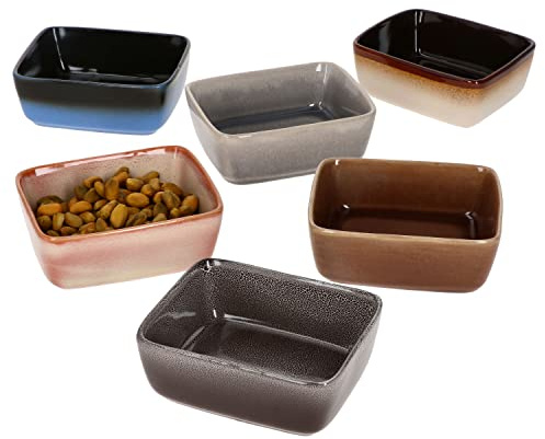 MamboCat Earth 6er Set Snack- & Dip-Schälchen eckig I Kompottschalen bunt I Mini-Bowl Dessertschüsseln Vintage I 10cm Backform Steingut-Geschirr I Deko Mittelalterfest I Fingerfood-Schalen 100 ml