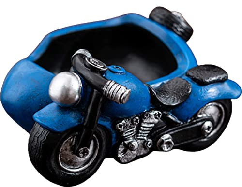 DFDFSFG tragbar Harz Motorrad Aschenbecher, Anti-Fliegen-Asche-Mode Retro-Aschenbecher, kreatives Wohnzimmer-Büro-Asche-Tablett for Zigaretten-Zigarre Dauerhaft (Color : Blue)