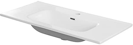 Lavabo consolle da Incasso su Mobile, Rettangolare in Ceramica Bianco Lucido, con Foro troppopieno