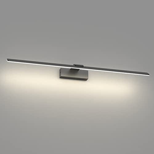 Klighten Lampara Led Espejo Baño 80cm, 24W 2100 Lumen, Impermeable IP44 Luces Espejo Baño, Aplique Espejo Baño Moderno, Aluminio, Blanco Natural 4500K, Nero