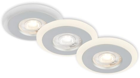 BRILONER Leuchten - 3er Set Einbauleuchten Decke LED, LED Lichtring, Einbaulampen flach, Einbaustrahler Bad, Badeinbaustrahler IP44, Chrom-Matt, 84x34 mm (DxH)