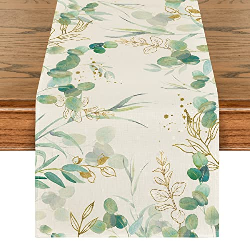 Artoid Mode Grüner Eukalyptus Sommer Tischläufer, Hochzeit Küche Dekoration drinnen draußen Urlaub Party Wohnzimmer Dekor 40 x 100 cm