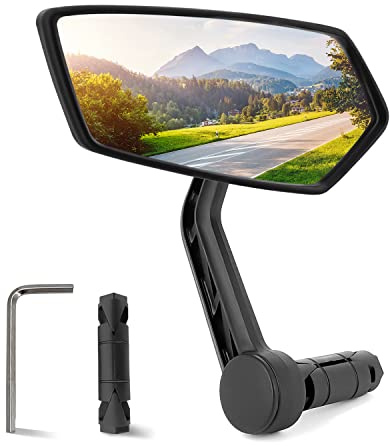 Arkham Bike Mirror for 0.59-0.65 Diameter Handlebar HD Bar End Bicycle Mirror Thickened Auto-Grade Glass for Handlebar Rearview Mirror Essential Bike Tool for Bicyclists E-Bike (Left)