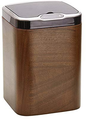 Poubelle Cuisine Poubelle à induction intelligente créative Can 14L La poubelle automatique peut avec une poubelle en bois carré de couvercle, idéale for le bureau du salon de la chambre à coucher Pou