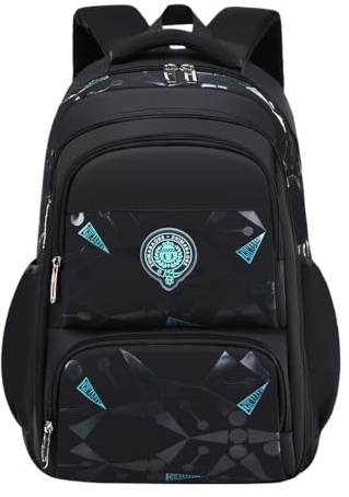 KEBEIXUAN Schulrucksack für Jungen Kühlschranktür-Stil Schultaschen Rucksäcke für Grundschule Mittelschule Teenager Jungen Kinder (Schwarz)