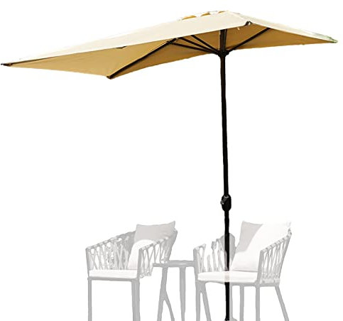 MOLVUS 250 cm halber Terrassenschirm, wasserdichter Sonnenschutz, halber quadratischer Regenschirm, Wandschirm mit Kurbel, 5 Rippen, für Terrasse und Balkon