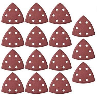 MACHSWON Lot de 15 feuilles de papier abrasif triangulaire à 6 trous avec crochet et ruban - Papier abrasif de grain 120