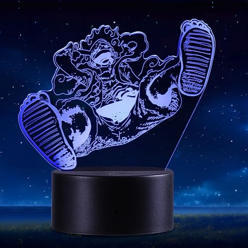QQAAMZ Hǎi Zéi Wáng Luffy Lampe 3d Illusion Zoro Luffy Nachtlicht Kinder Touch Mit Fernbedienung Nachttischlampe, Roronoa Zoro Anime Merch Led Weihnachtsgeschenke