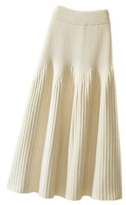 SUIUOI Gonna Lunga Donna Inverno Vita Alta Vintage,Lana Maxi Gonne Vita Elastica Lunga e Linea ad A,Elegante Lunga Gonna A-Line Plissettata Svasata Gonne