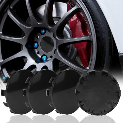 Tapas Llantas 56mm, 4 Piezas Tapas de Rueda 56mm OD 53mm ID, Tapas Centrales Llantas, Tapa Llanta Seat, Tapa Central Llanta, Centrales para Llantas DIY para Todos los Vehículos (Negro)