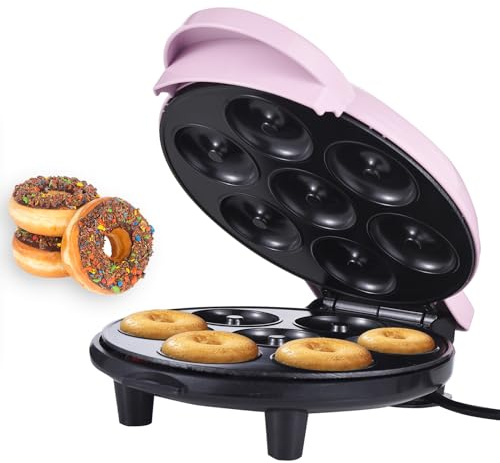 DIERI Dash Mini-Donut-Maker-Maschine Macht 7 Donuts, 700 W, doppelseitige Heizung, Antihaftbeschichtung, elektrische Donut-Maker-Maschine für kinderfreundliches Frühstück, Dessert, Snack, perfekt für