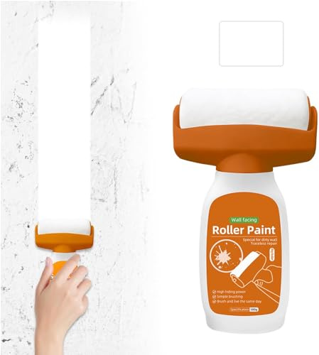 Skeadex Wandreparatur-Rollbürste Mit Wandreparaturpaste, 500g Ausbesserungsfarbe Weiss Wand, Wandreparatur-rollbürste Für Reparieren Von Fleckenflecken Und Beschädigte Wände (Weiß)