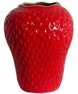wanghaiyanBD Décorations de Table, Vase décoratif en céramique aux Fraises, vases Modernes aux Fraises pour Fleurs, Vase de Paille Vintage, Salon, Cuisine, Jardin, Bureau, Vase Rouge, décoration