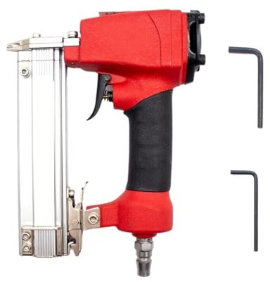 Graffettatrice pneumatica senza olio P625 Pistola sparachiodi pneumatica Framing Tacker Cucitrice pneumatica 12-25MM Lunghezza Chiodatrice senza testa for la lavorazione del legno Decorazione di mobil
