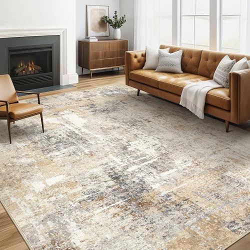 LOONGRUG Area Rug 5x7 Washable Neutral Modern Abstract Living Room Rugs