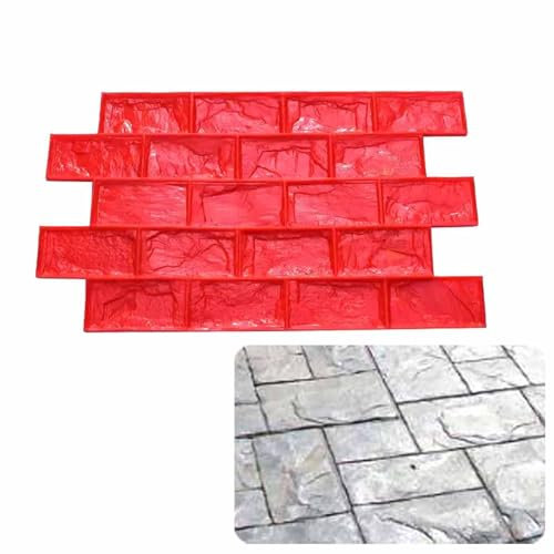 Moldes Hormigon Impreso Estera de Sello de Textura de Concreto de Patrón de Ladrillos, Esteras Estampadoras de Textura de Pizarra Sin Costuras, Molde de Impresión de Piel Realista para El Piso para Pe