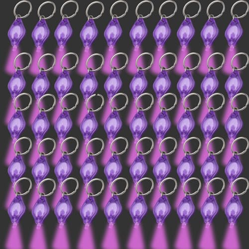 MODOAO Mini LED UV Schlüsselanhänger Schwarzlicht Taschenlampe UV Urindetektor für Hunde (50Pcs Purple)