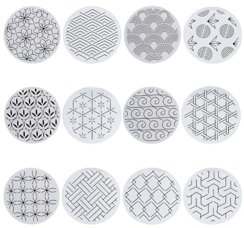 FREEBLOSS 12 Stück 14x14cm Zoll Große Sashiko Schablonen Aus Kunststoff Sashiko PET Vorlage Zeichenlinienvorlage Zum Handquilten Sashiko Mustervorlagen Stickschablonen Für Liebhaber Des Handnähens