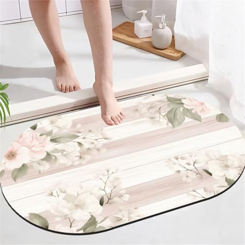 Badezimmerteppich Badteppich Groß 70x120cm Absorbierender Schnelltrocknend Badvorleger Badematten SaugfäHig Waschbar Badematte Holz Bath Bathroom Mat, Teppich Badezimmer Matte Bad Teppich Gross A339