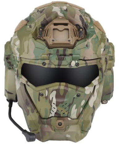 Fast Helm, Taktischer Helm Tactical Helmet Airsoft Helm mit integriertem Kommunikationskopfhörer, Taktischer Schutzhelm für CS，Cosplay-Charakter-Thema, CP Tarnfarbe
