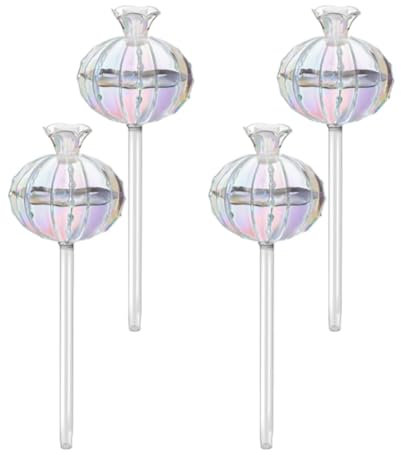 NISHZHU Plant Watering Bulbs Plant Watering Globes Glass Cactus Self Watering Planter Insert for Indoor and Outdoor Plants 4Pack Easy Install