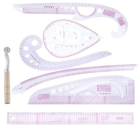 7-teiliges Nählineal – Lineal-Set Für Mustererstellung Und Schneiderei | 1 Falzrad, 6 Lineale Mit Unterschiedlichen Funktionen, Französisches Kurvenlineal-Set Für Anfänger, Schneider, Schnittmacher