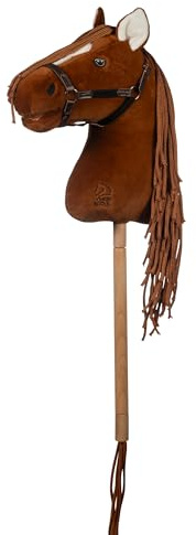 HKM - Hobby Horse Premium, Dunkelfuchs mit Halfter, Schweif & abschraubbarem Stock, Steckenpferd für Kinder, Stockpferd + Zubehör zum Hobby Horsing
